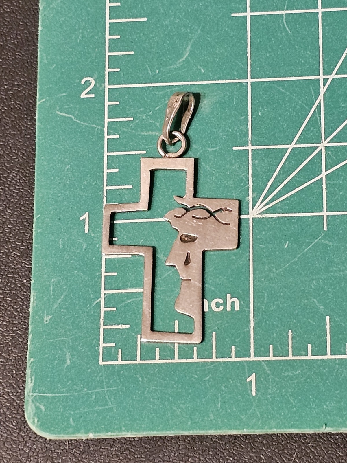 Vintage Cut Out Jesus Christ Thorn Crown Mex 925 Sterling Silver Cross Pendant
