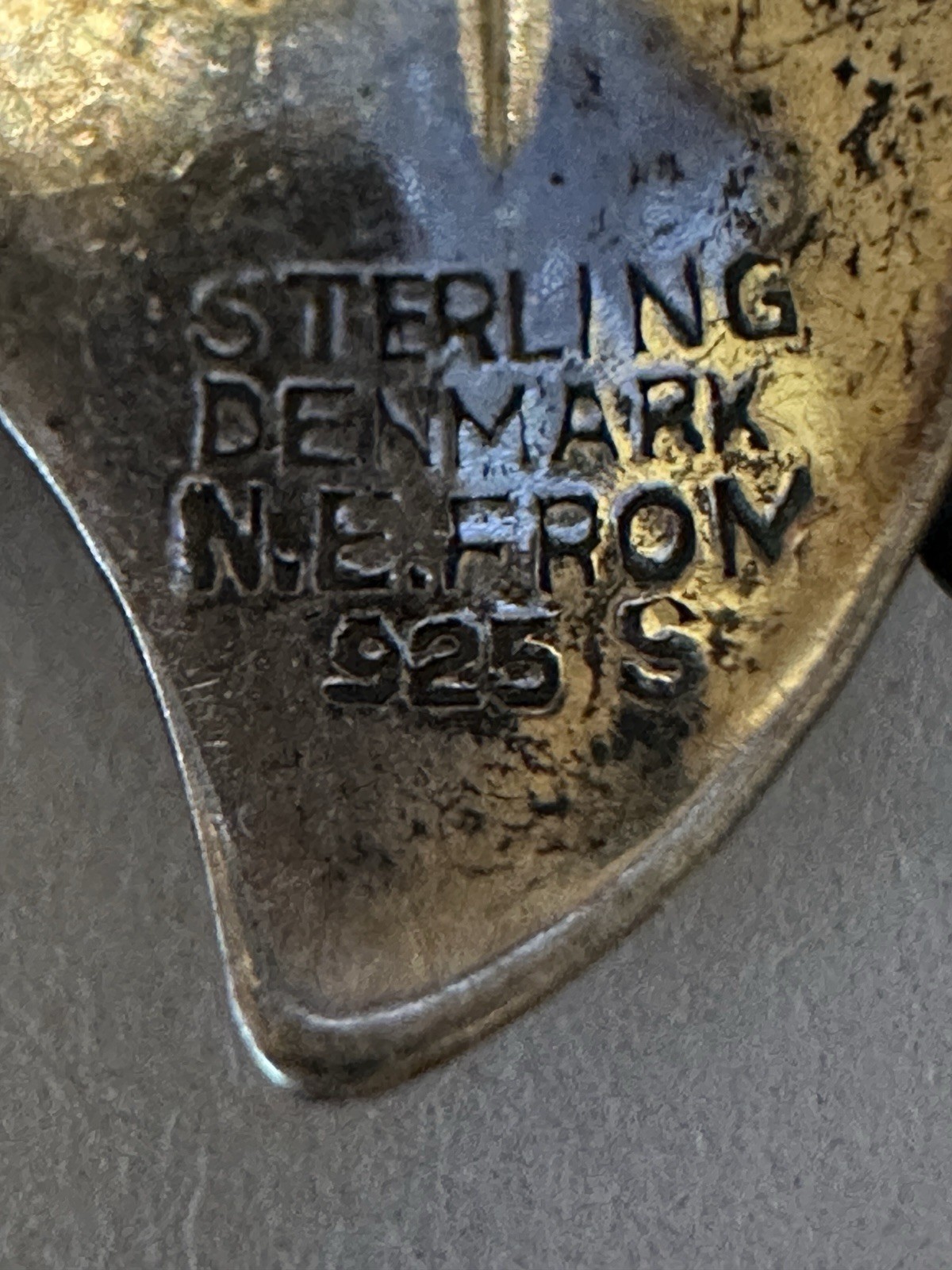 VTG N E Signed Denmark Sterling Silver Clip Fan Earrings 1in 8.11g