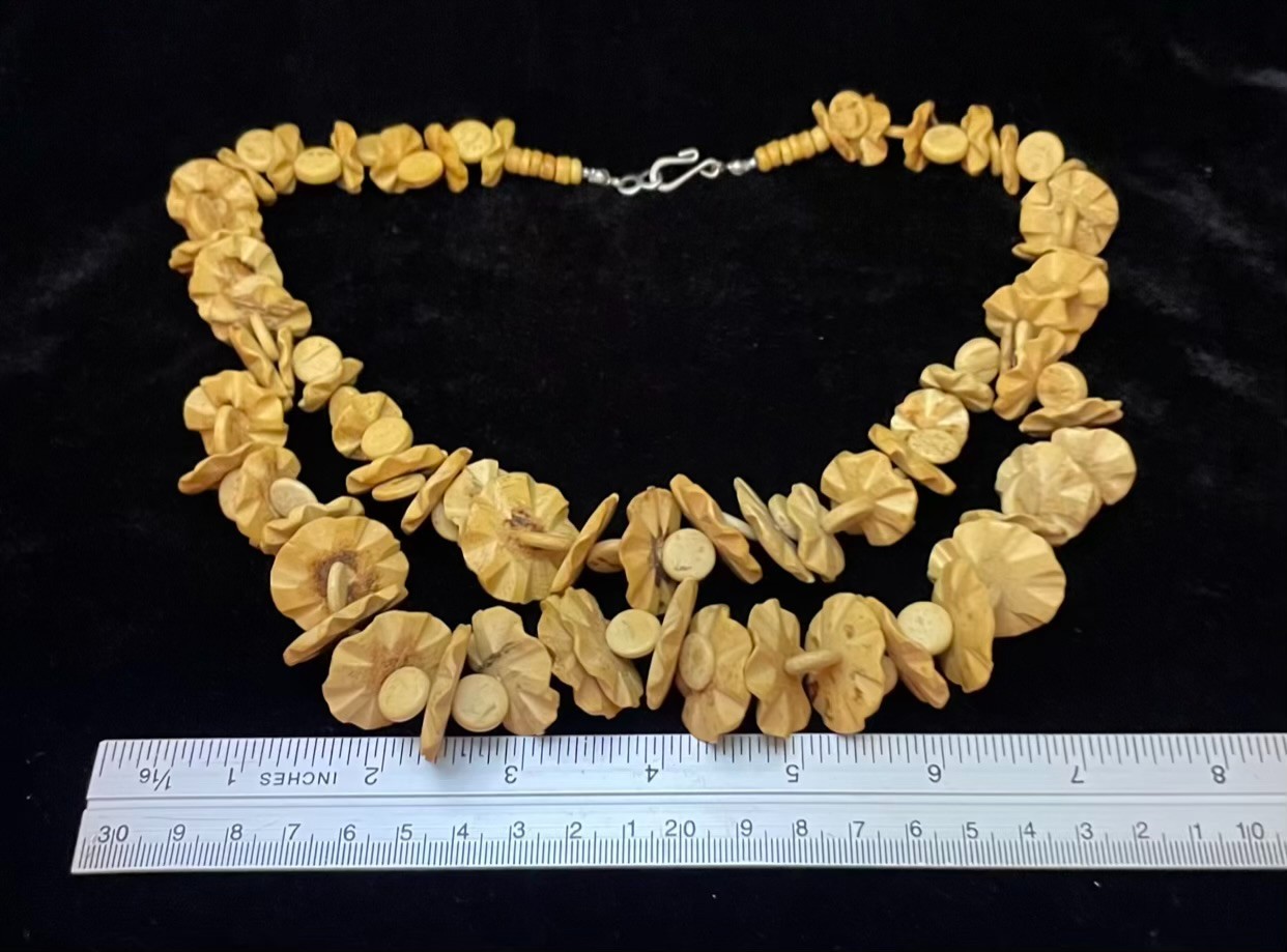 Handmade Double Wood Necklace Boho Hippie Eco Earthy Nature Jewelry Chunky VTG