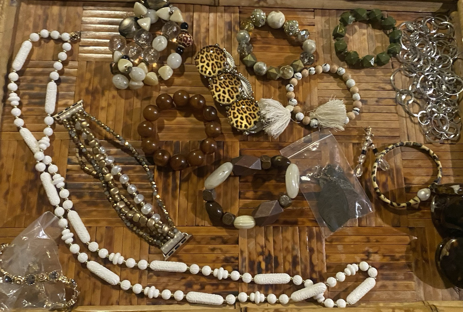 Over One Pound Vintage To Modern Jewelry Lot All Wearable! Neutral And Leopard