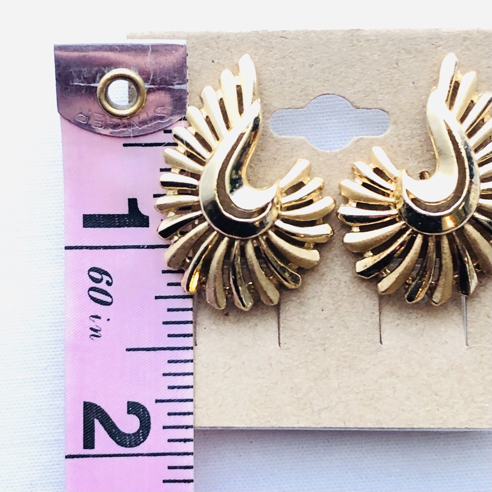 Crown Trifari Atomic Clip On Earrings Signed Vintage Abstract Modernist Jewelry