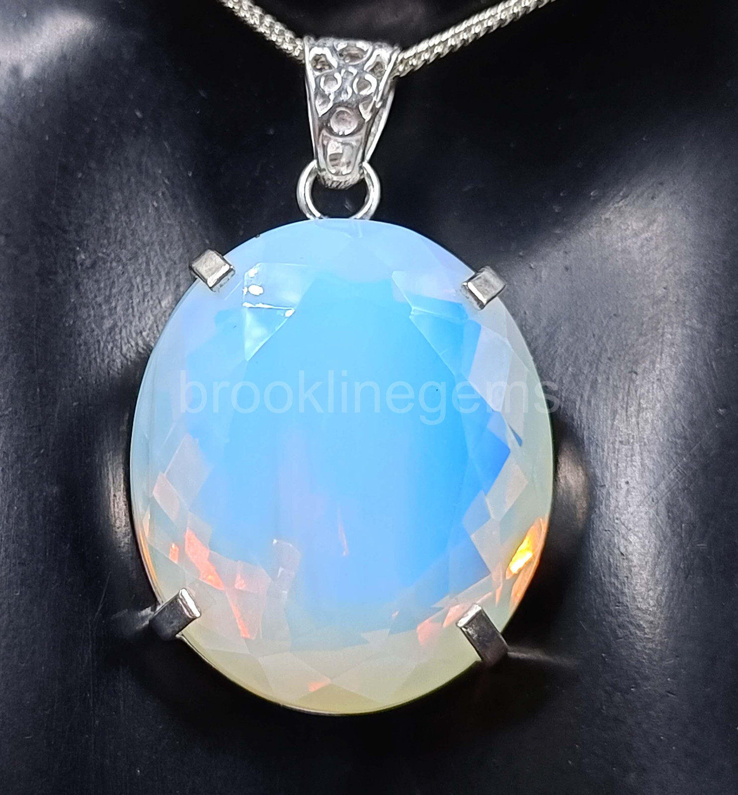 Oval Cut 123.60 Ct Blue Opal EGL 925 Solid Silver Pendant Loose Gemstone 5ARE