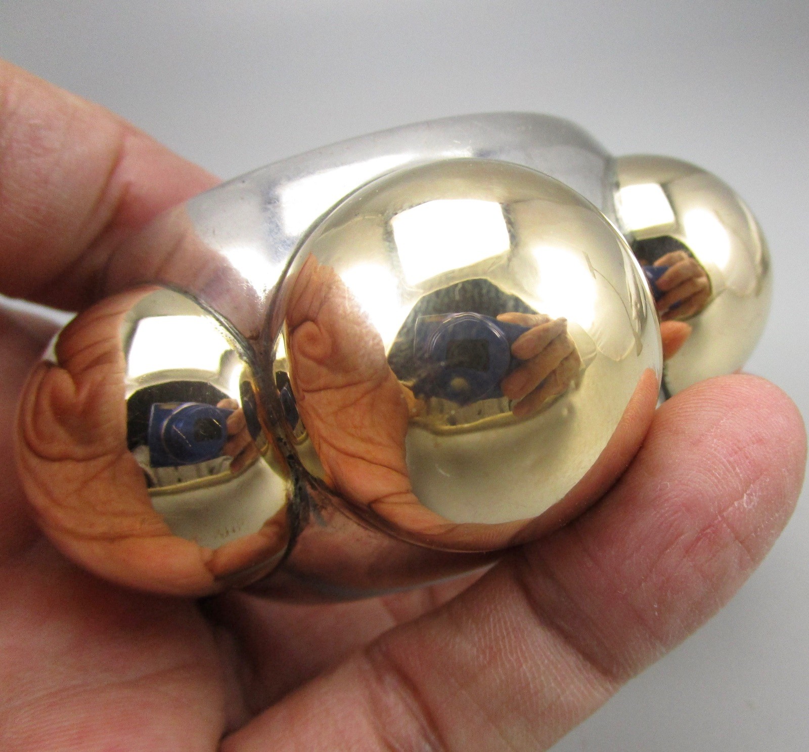 SUPER RARE HEAVY DIAN MALOUF STERLING SILVER 14K BALL CUFF BRACELET 102G