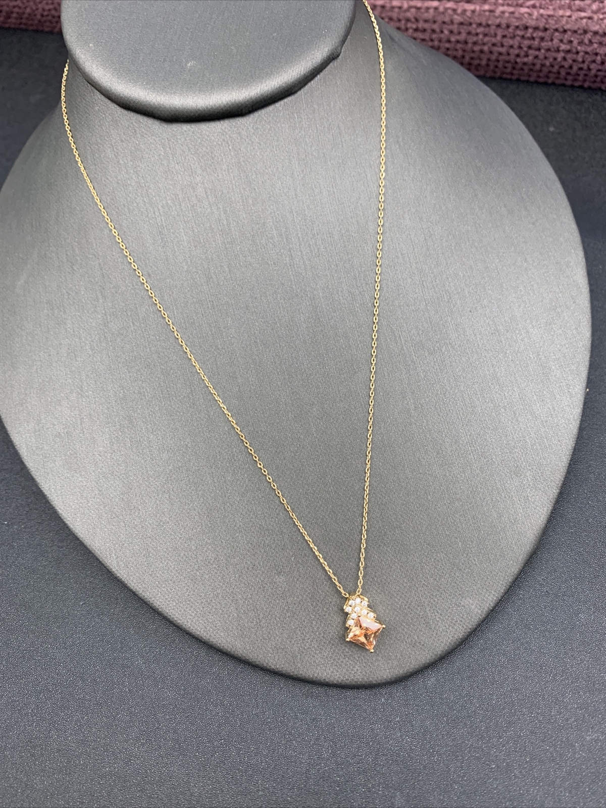 Vintage Necklace Pendant ￼ 18-20” Citrine & Clear Cubic Zirconia ￼quality