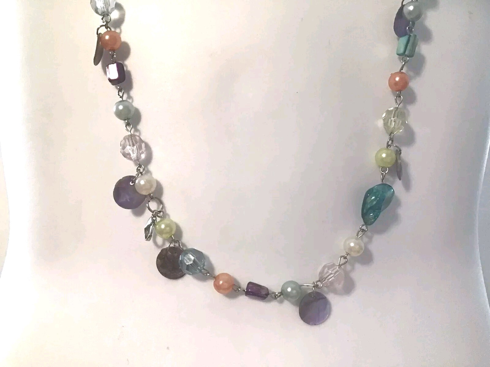 Mother Of Pearl Necklace Double or Single Strand Multi Color Pastels Vintage