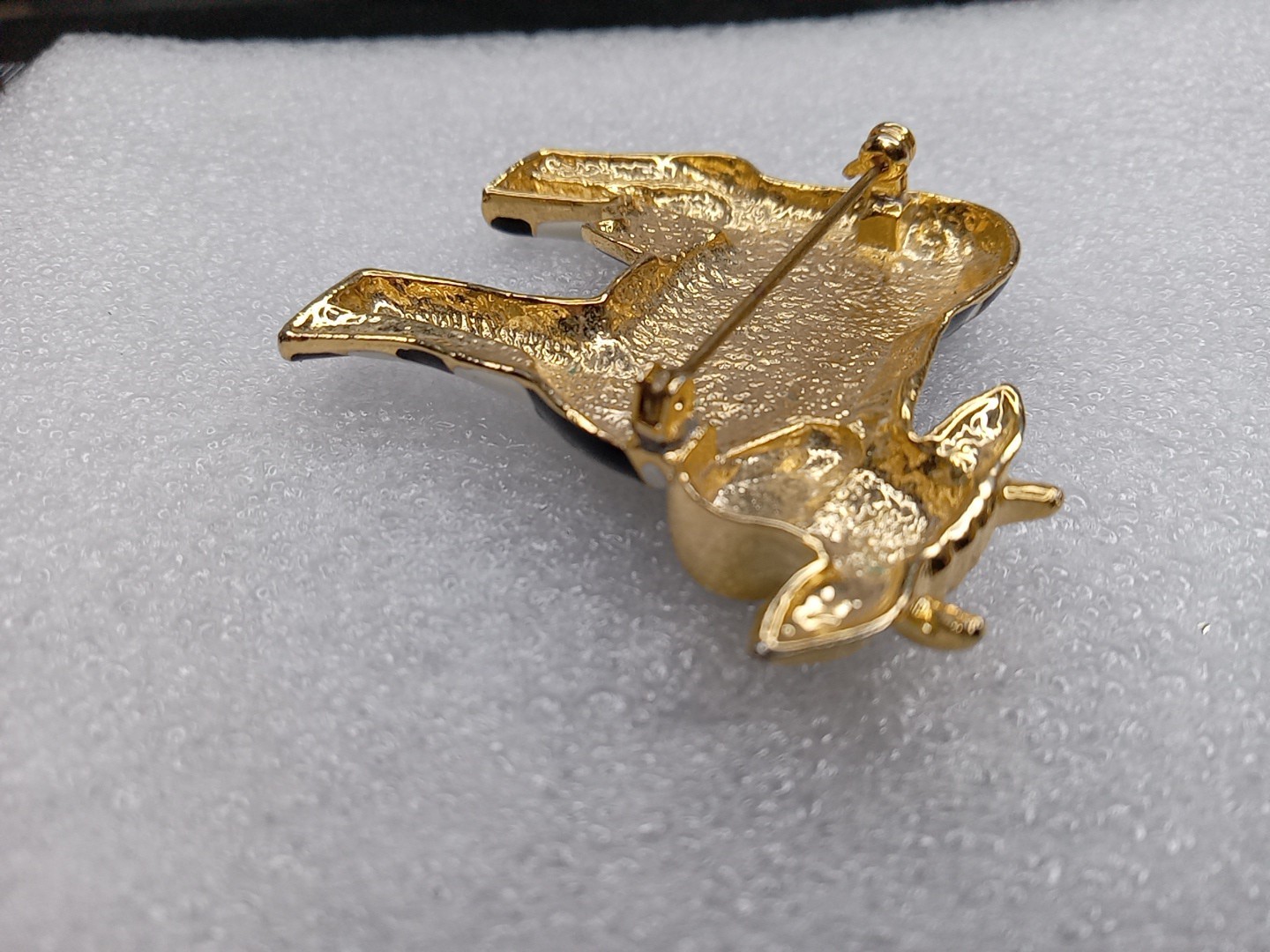 Vintage Holstein Cow Brooch Pin Gold Tone Black White Farm Animal