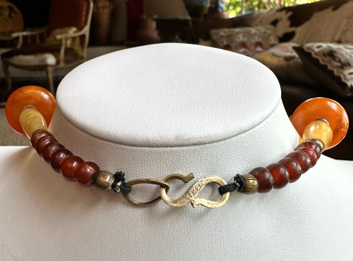 Exquisite Antique Baltic Amber Necklace in Butterscotch and Egg Yolk, 24 1/2″