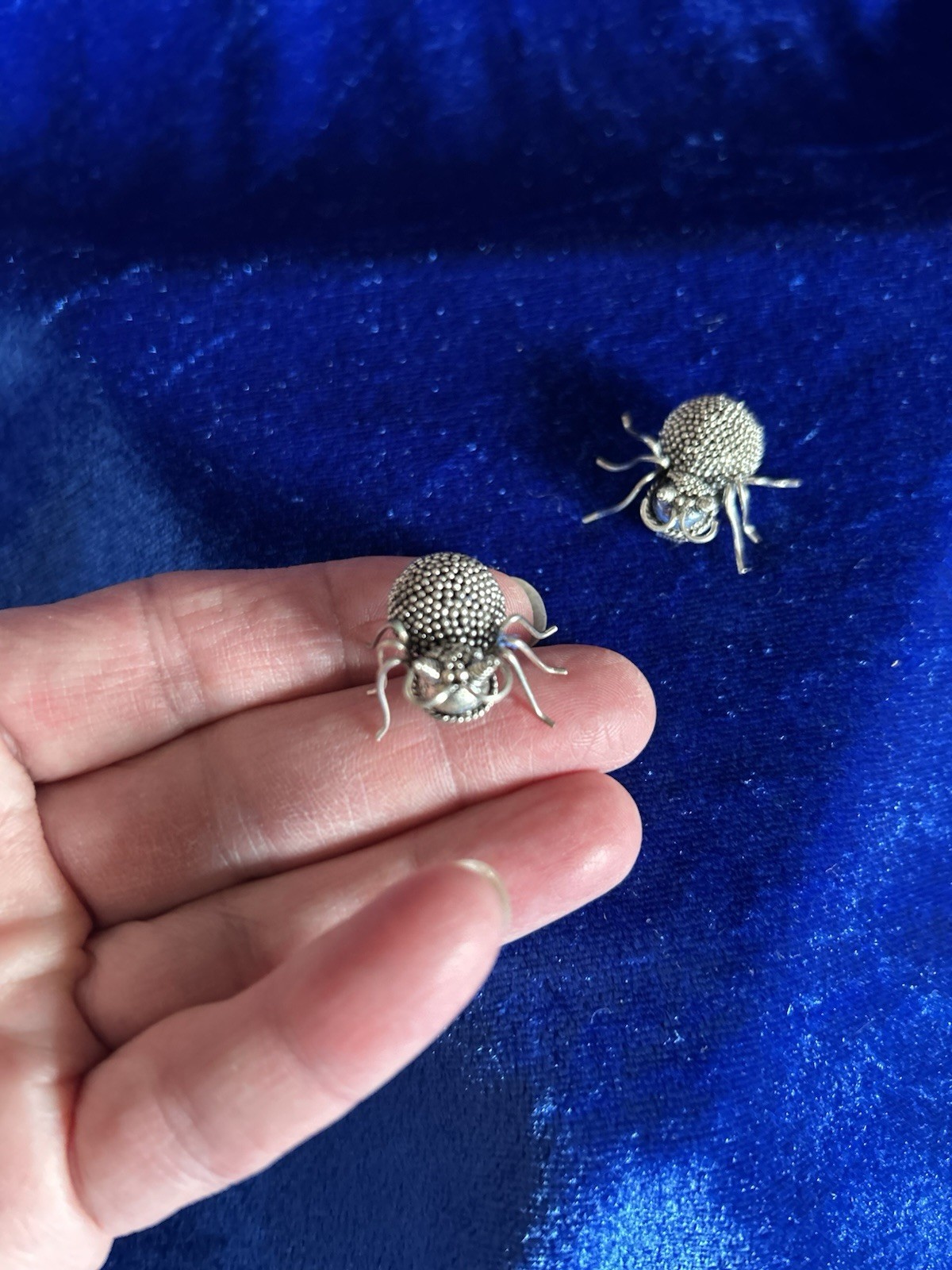 Vintage Sterling Silver Handmade Beetle Brooch/pins 2 Great Detail Nice Work