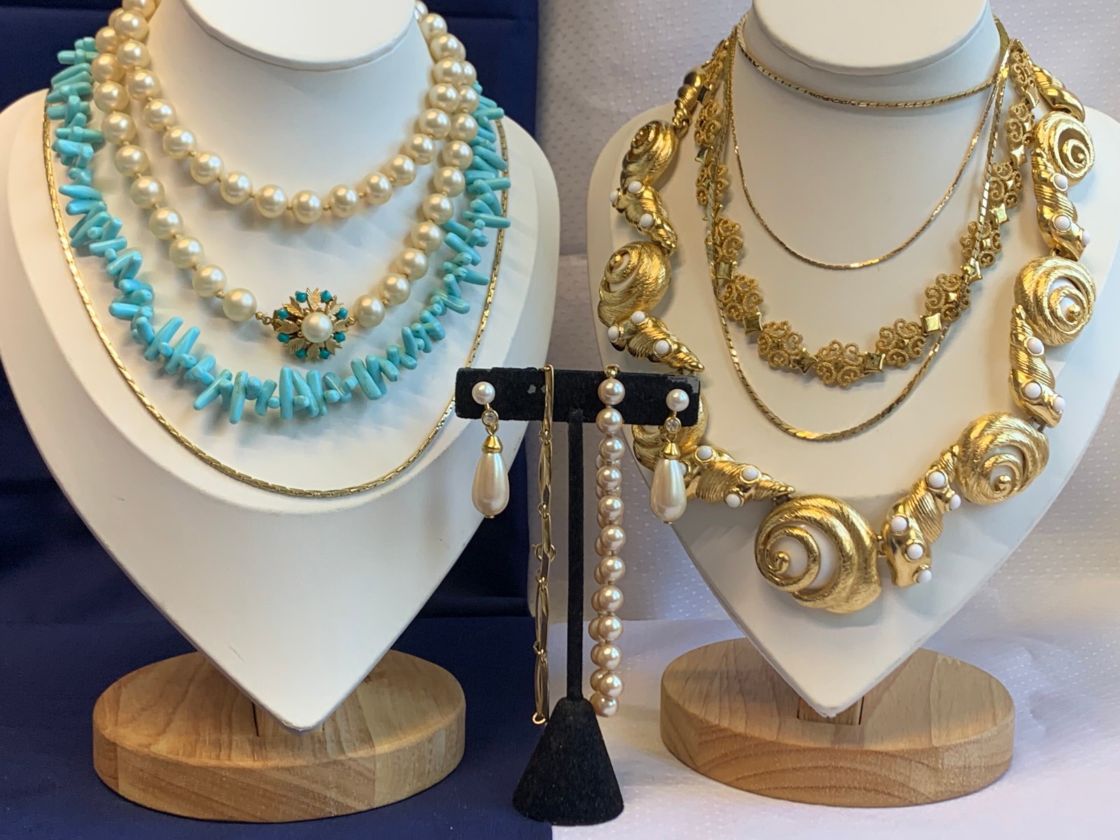 Vtg Costume Jewelry Lot Napier ICO Monet Avon Faux Pearl / Turquoise / Gems