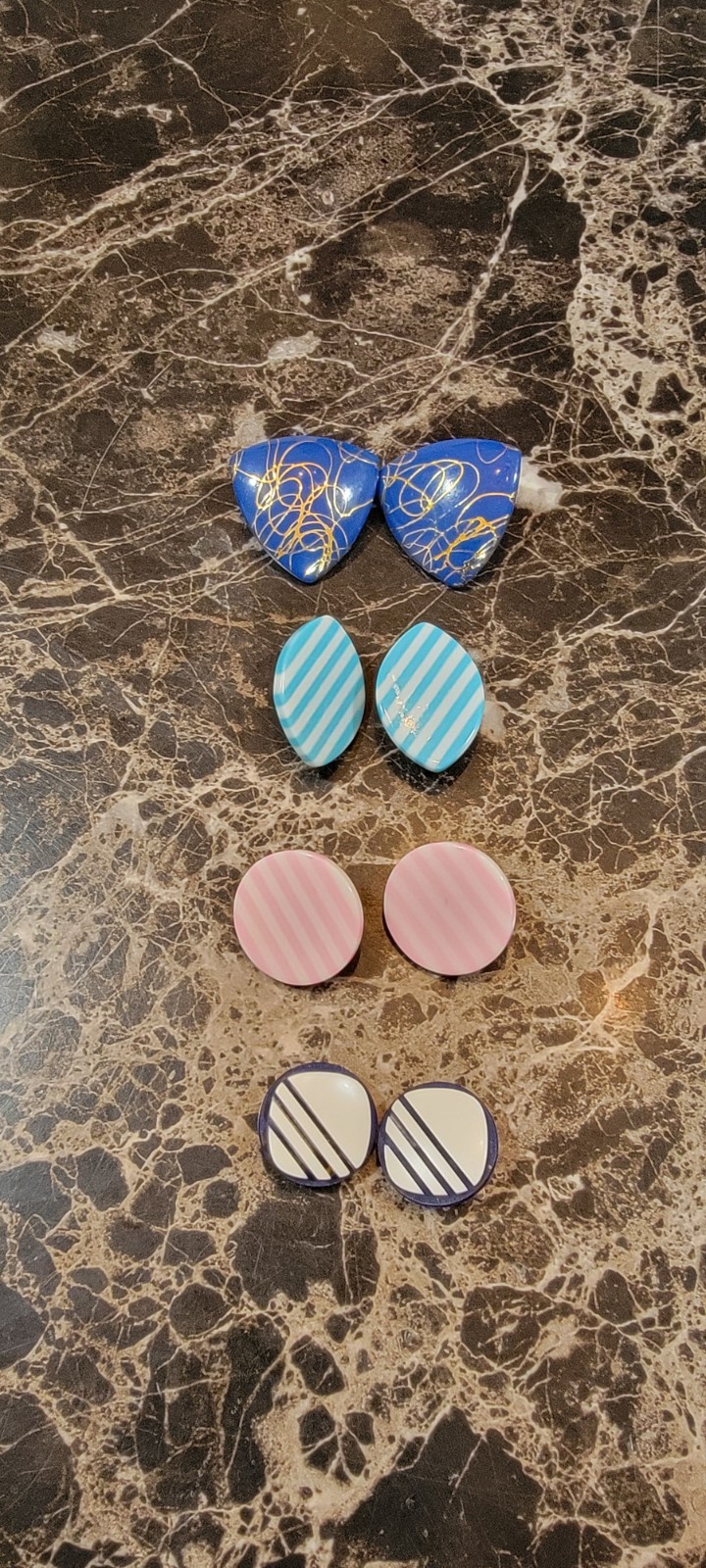 VTG 1980’s-1990’s Pierced earrings multicolors. 4 Set