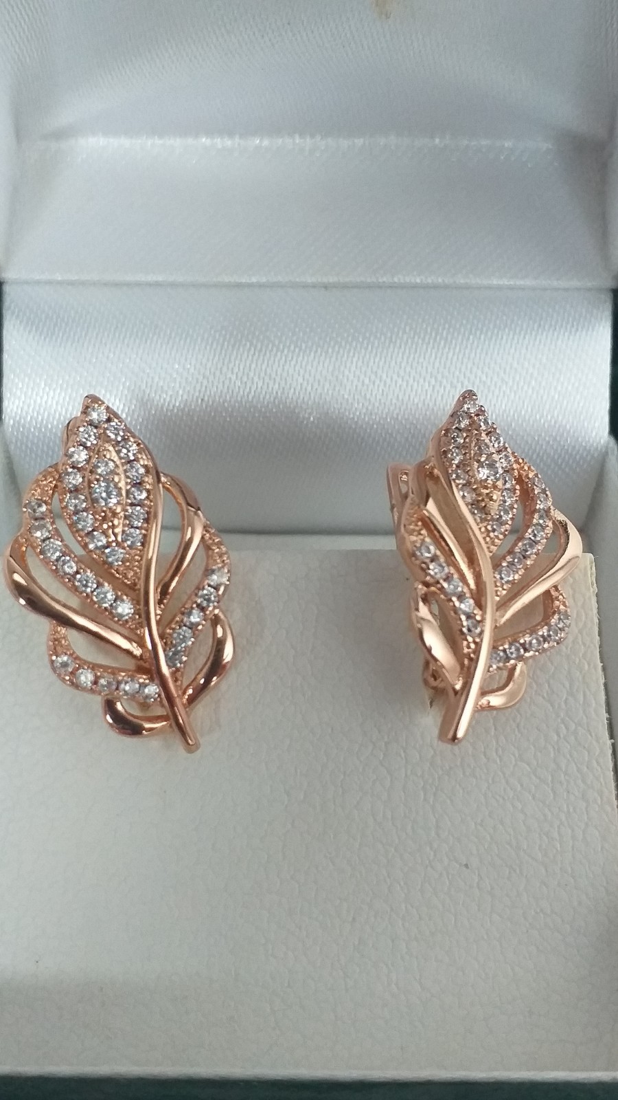 Vintage 1990-s 14 Ct Rolled Gold Zircons Earrings-Hallmarked 585 RG