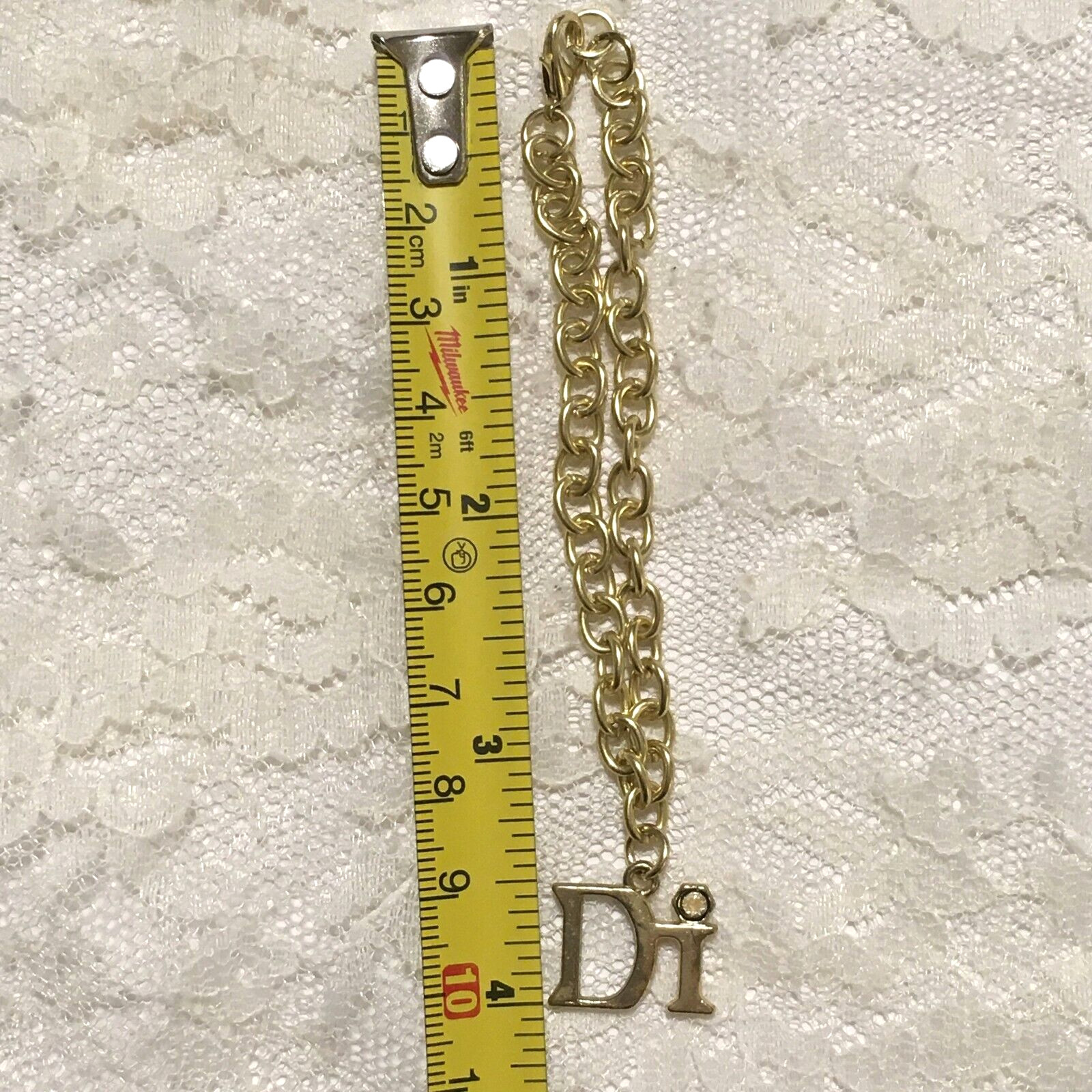Vintage Diamond International Charm Bracelet Gold Tone Chain Charm
