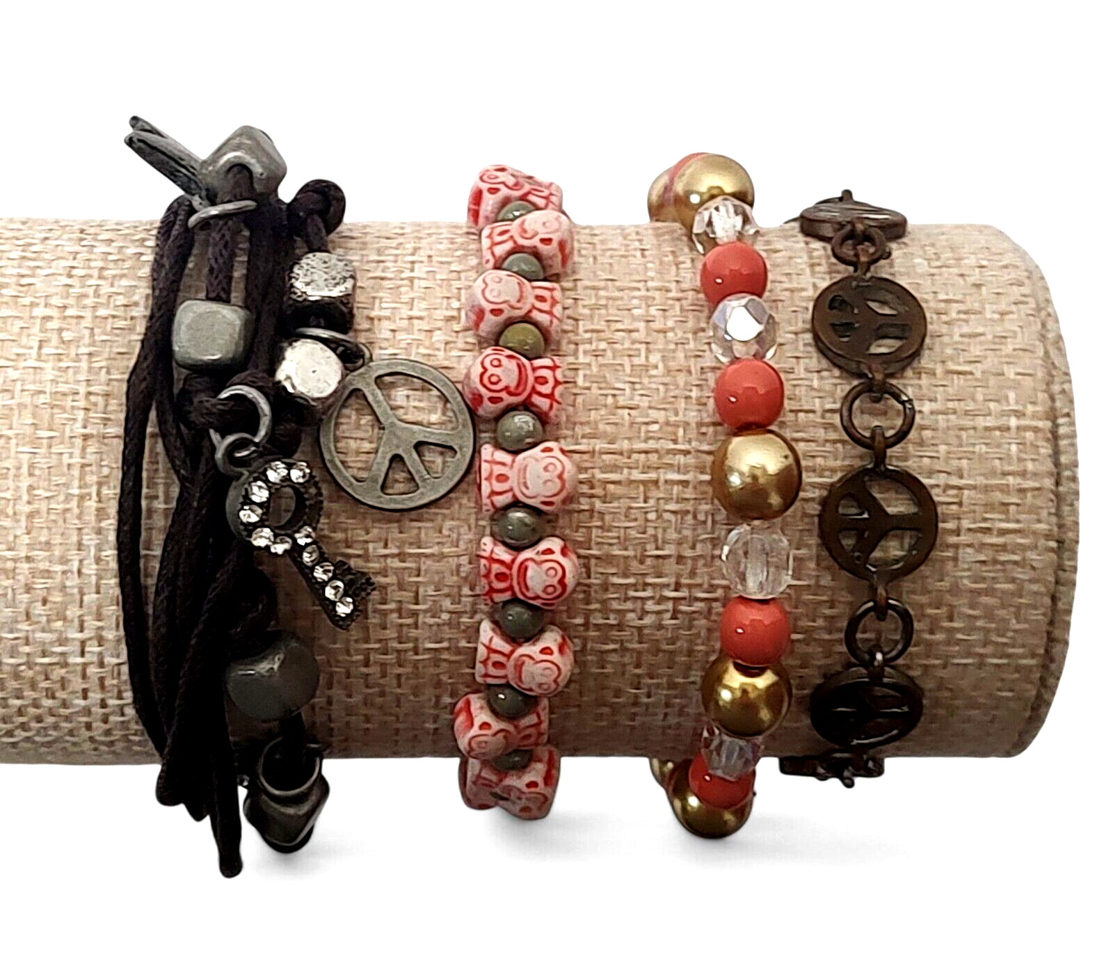 VTG 4PC Chunky Boho Festival Earthy Natural Bohemian Statement Bracelets