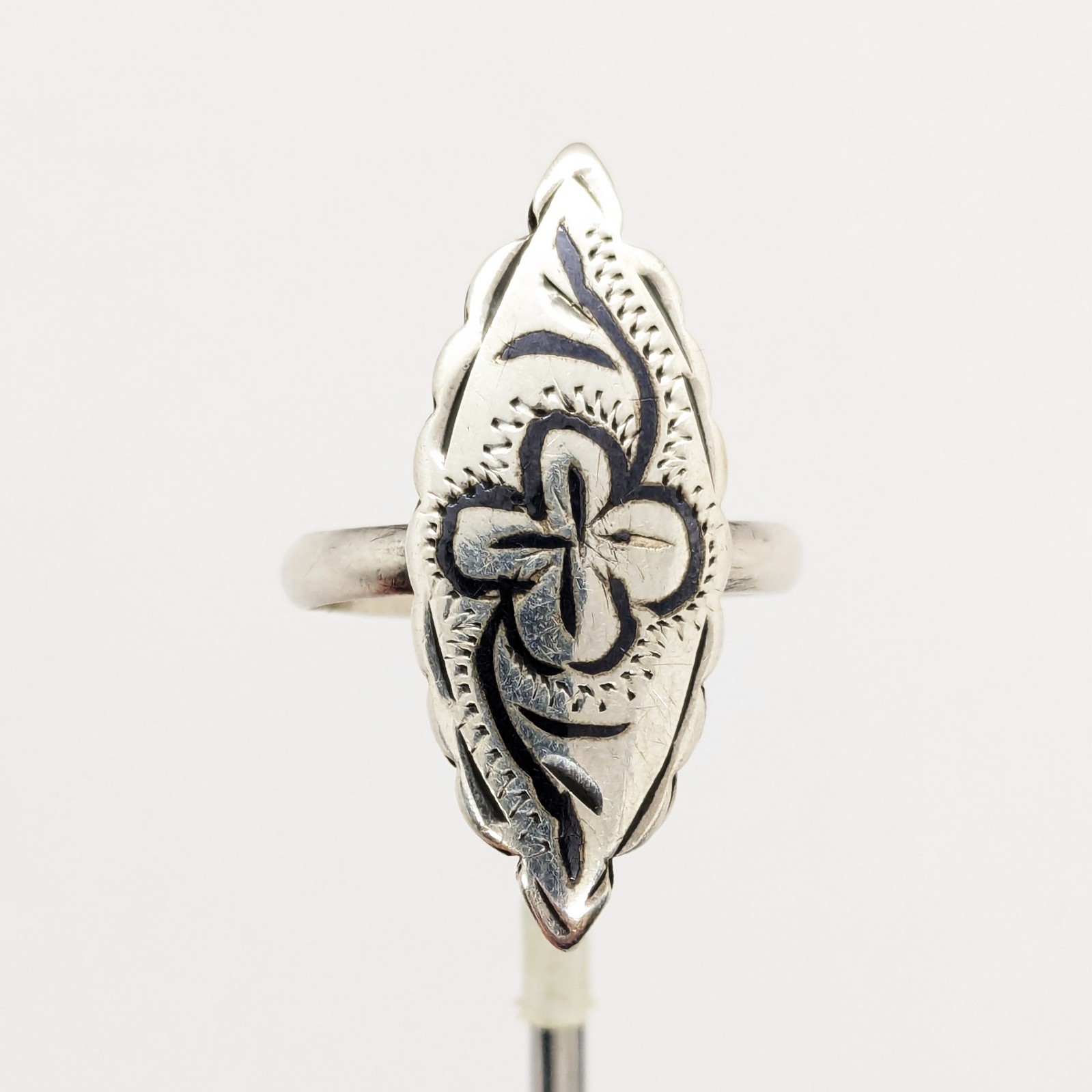 Vintage RING Silver⭐️925 stamp Star USSR with Blackening -size: 7US (17.5mm) #20