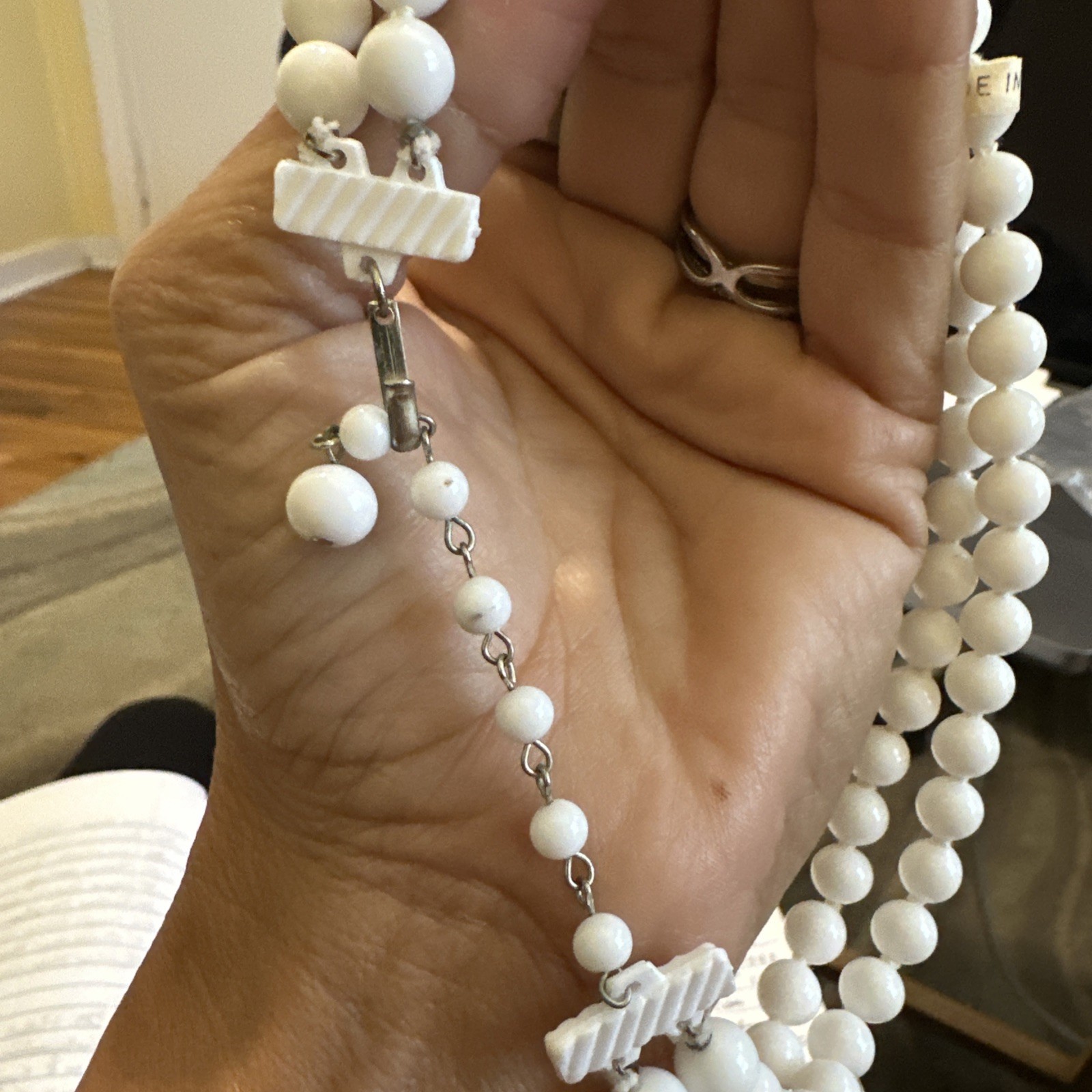 White Coral Necklace From Japan, Vintage 64 Grams