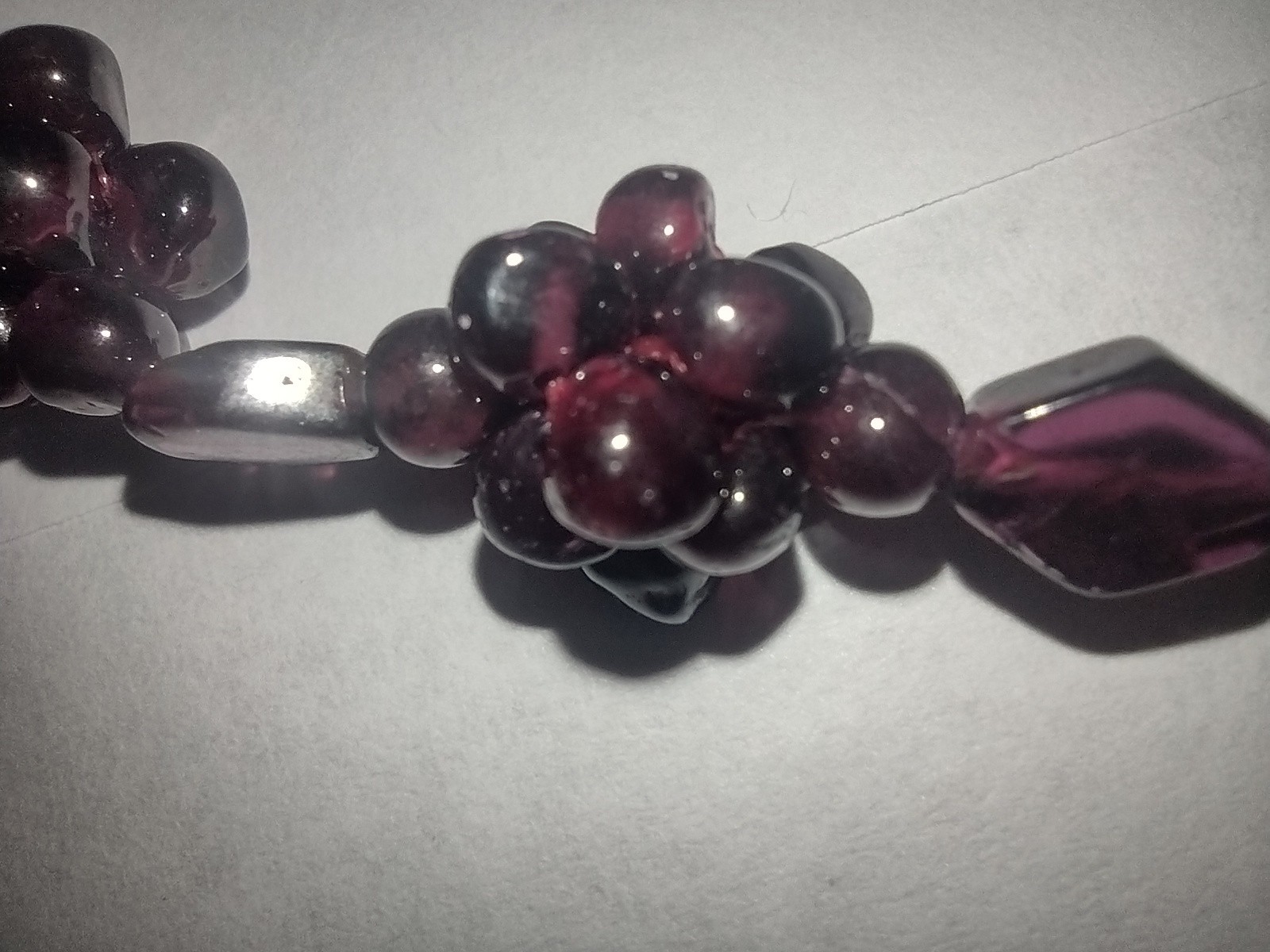 Vintage Bohemian Garnet Necklace With Repeating Floral Cluster Design