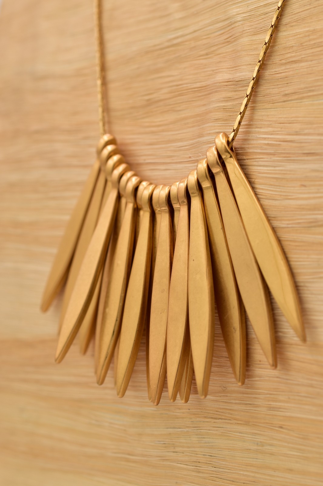 Madewell Gold Spike Statement Necklace Minimalist Fringe Bib Collar Modern BinK