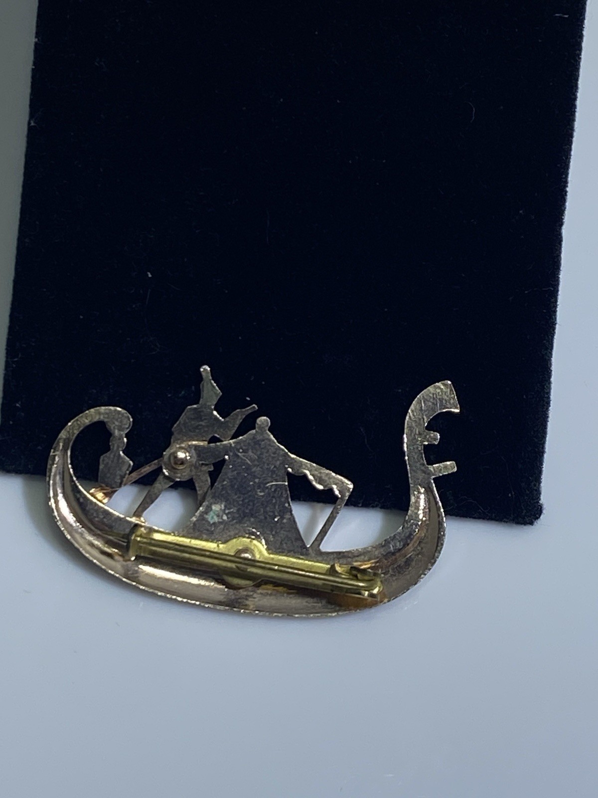 DAMASCENE Gondola & Oarsman Brooch Pin