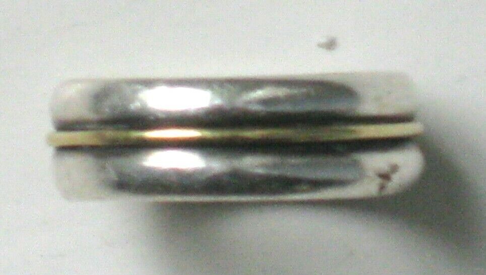 Modernist Mid-Century STERLING & 18KT Gold RING Size 5-3/4