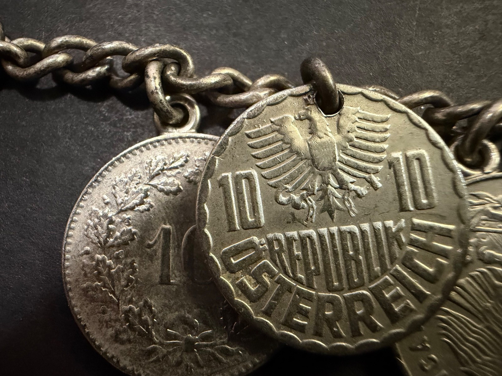 Vintage Foreign Coin Bracelet – 8 Coins – Circa 1950’s – 6″
