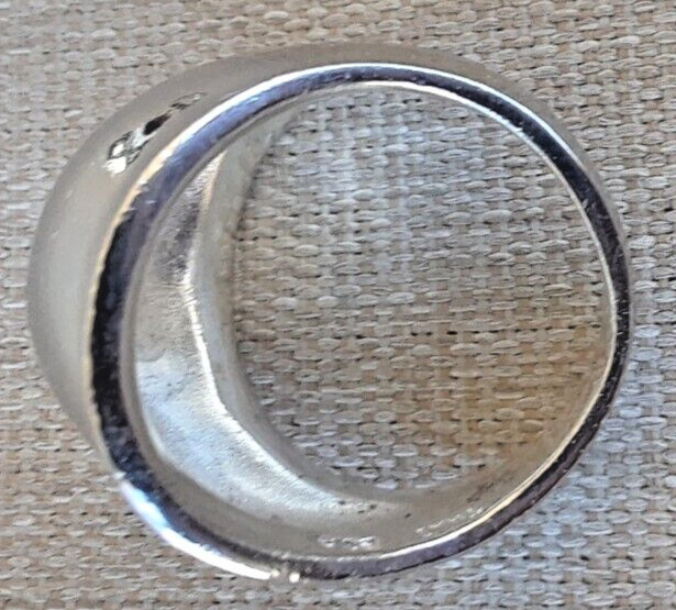 Ham Thai Signed 925 Sterling Silver Vintage Modernist Dome Ring Size 17.5mm
