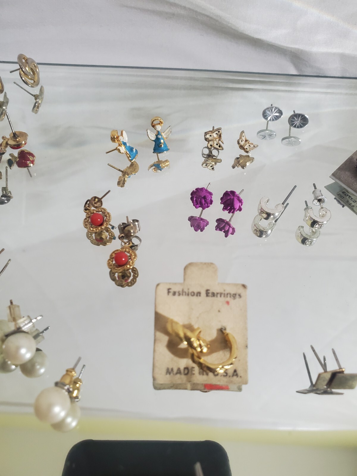 Vintage Earring Lot 16 pair miniature rose angel butterflies posts 60s 80s 90s