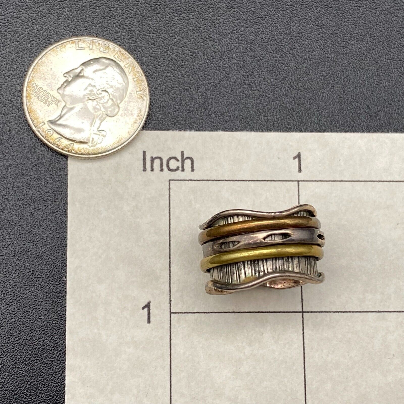 Vintage Mixed Metal Spinner Ring Sterling Silver Ring Size 7