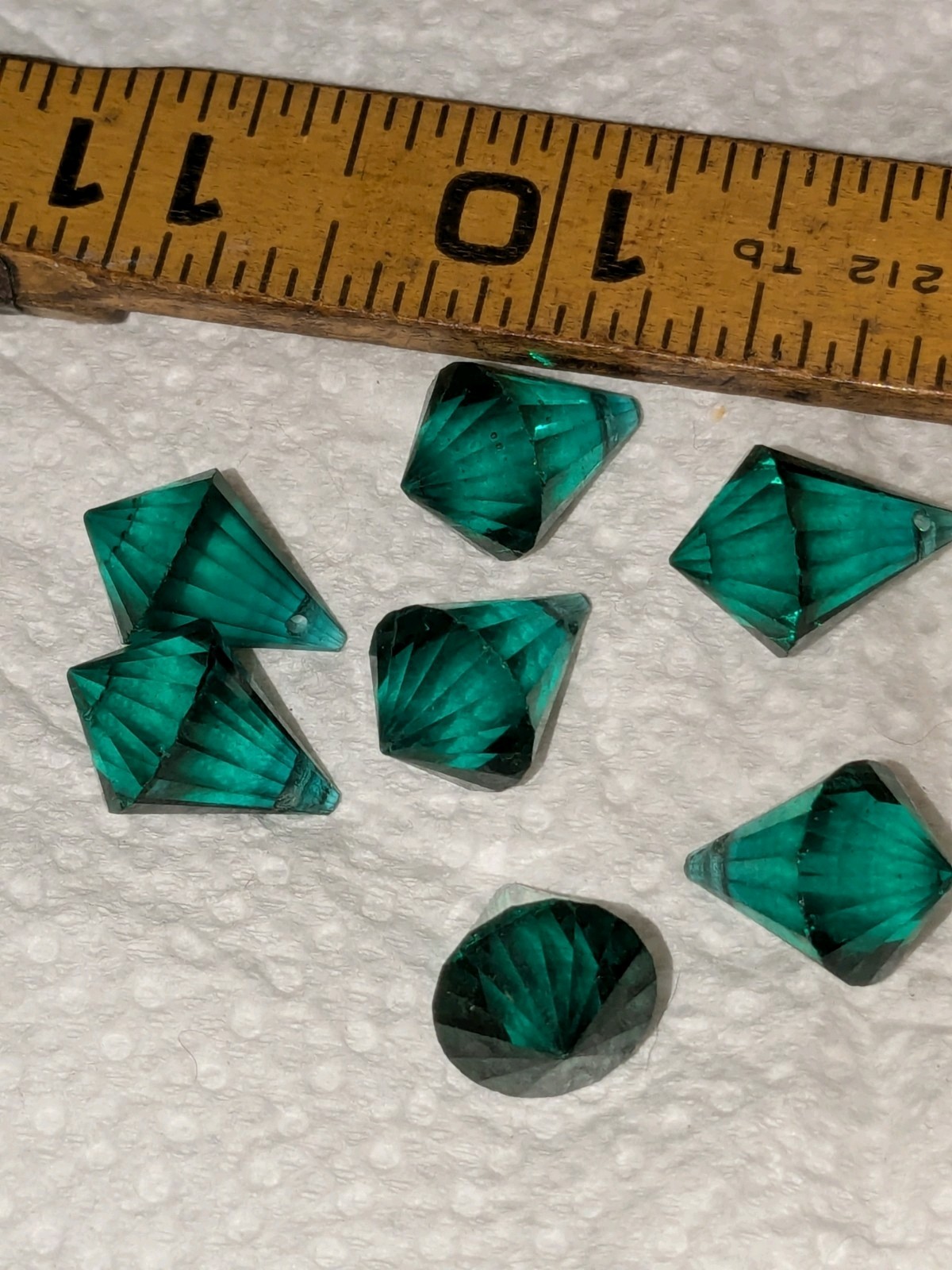 Antique Czech Blue Crystal Faceted Briolettes Drops Estate Find Art Deco