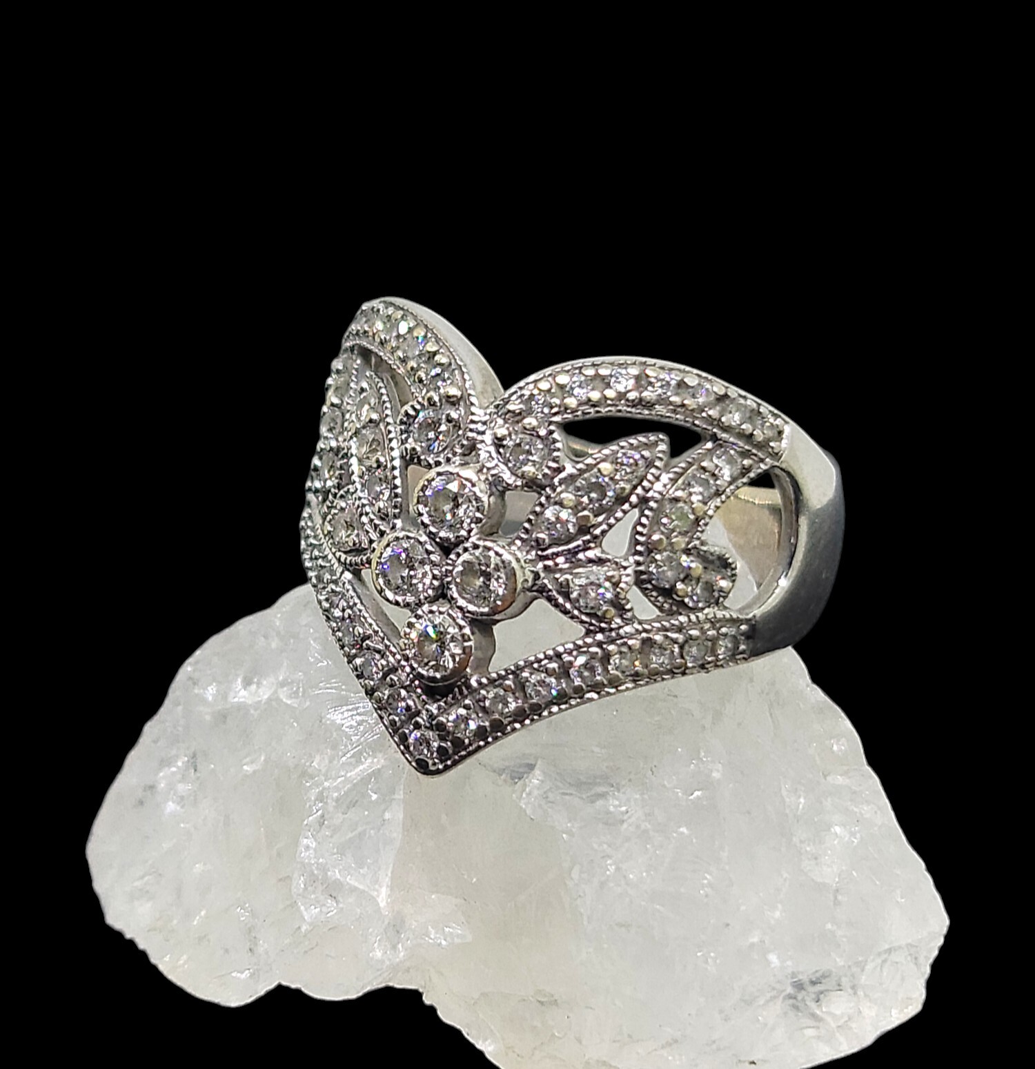 Vintage 14K White Gold 1.00 CTW Natural Diamond Filigree Band
