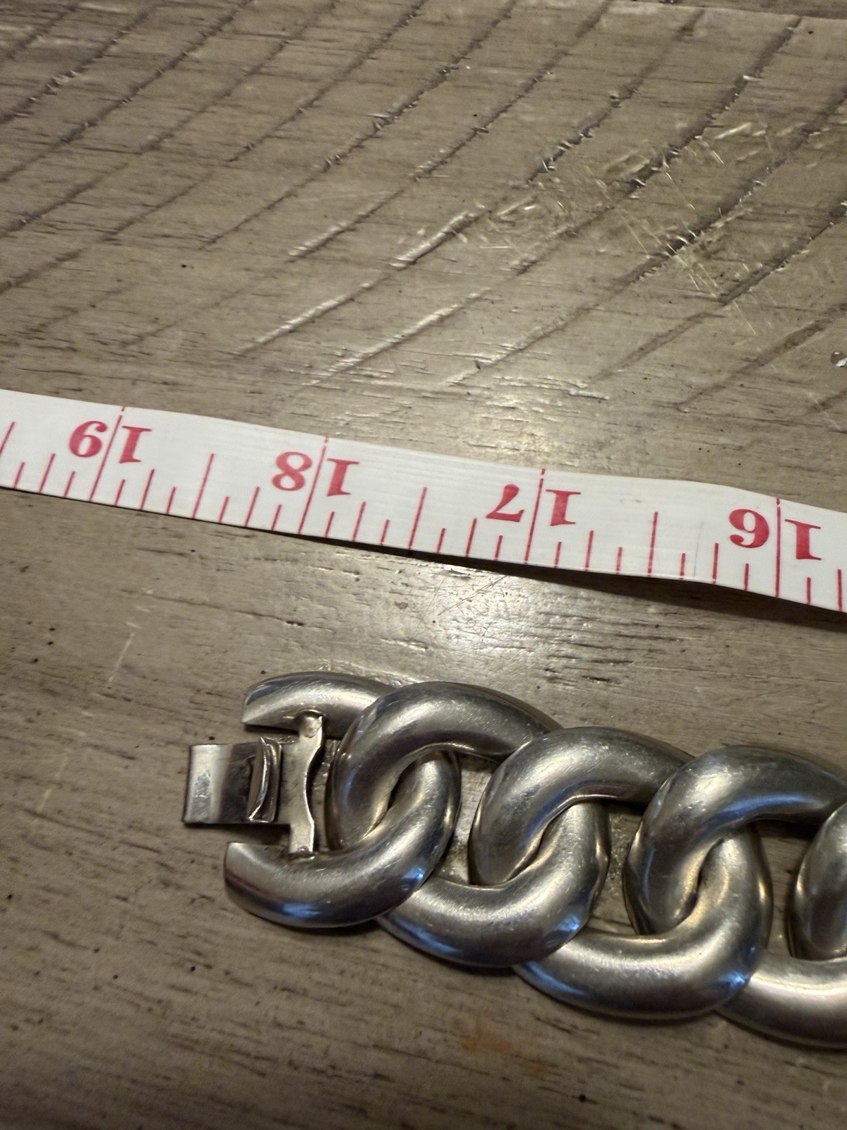 Large Vintage 925 Mexican Taxco Modernist Sterling Silver Curb Link Necklace