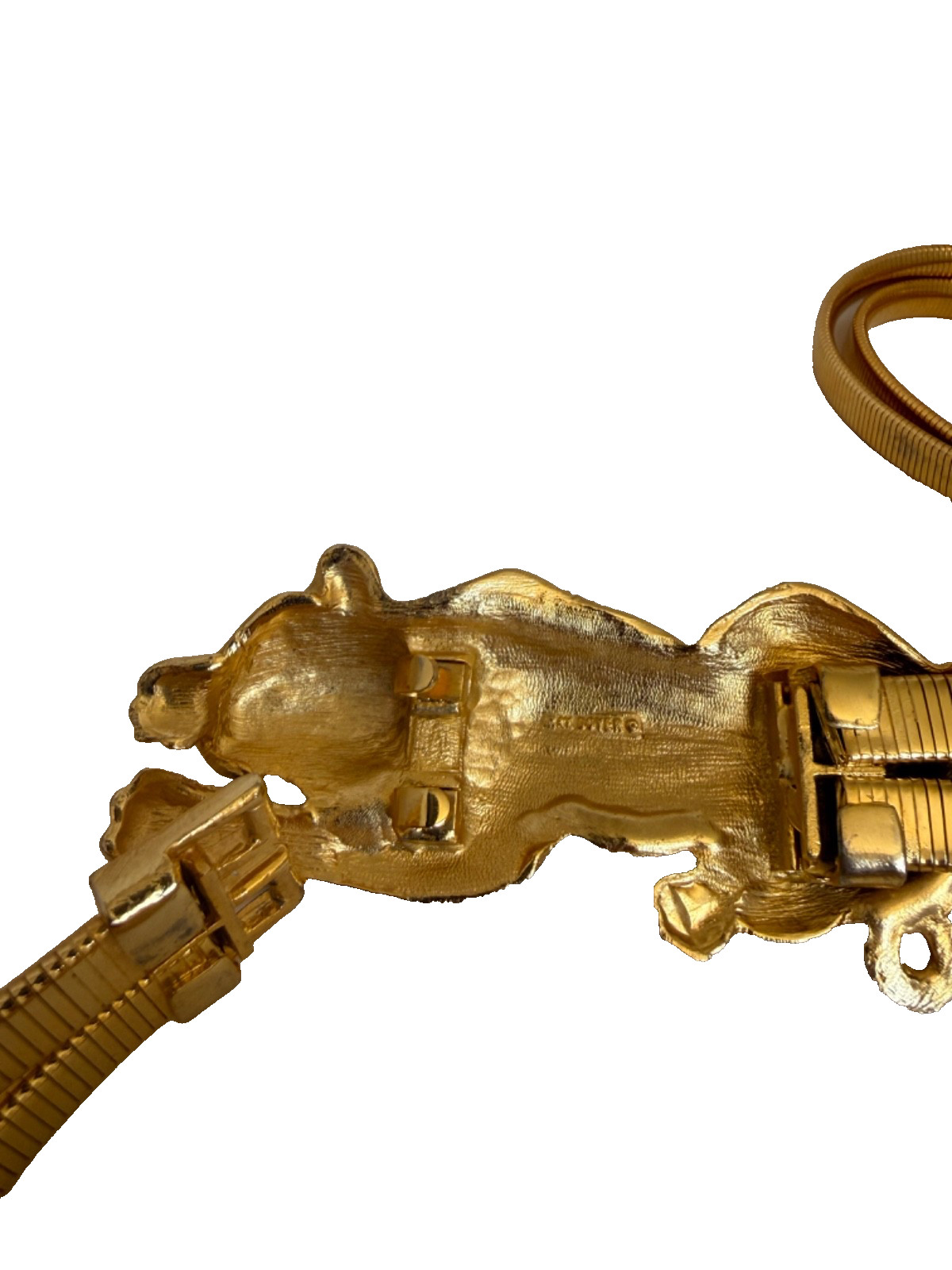 Fabulous vintage Designer Gay Boyer Gold tone Panther Buckle Signed RARE