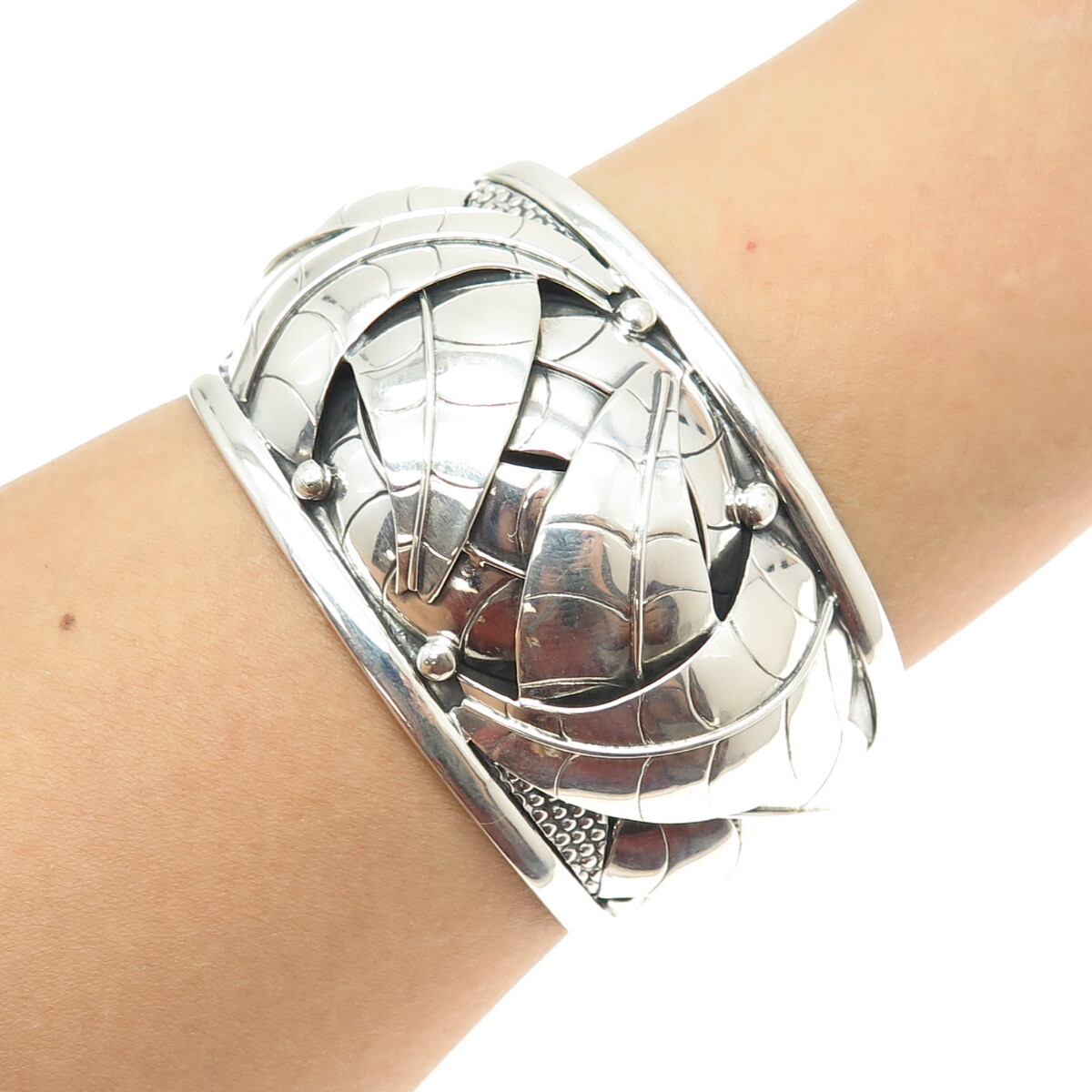 DOMINIQUE DINOUART 925 Sterling Silver Vintage Mexico Modernist Bracelet 6.75″