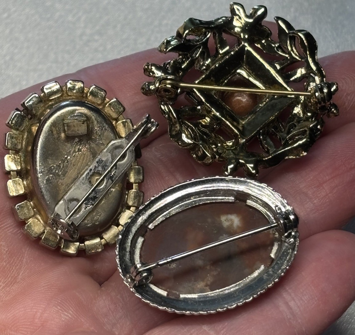 Vintage Brooch Lot Fall Tones Brown Burgundy Colors