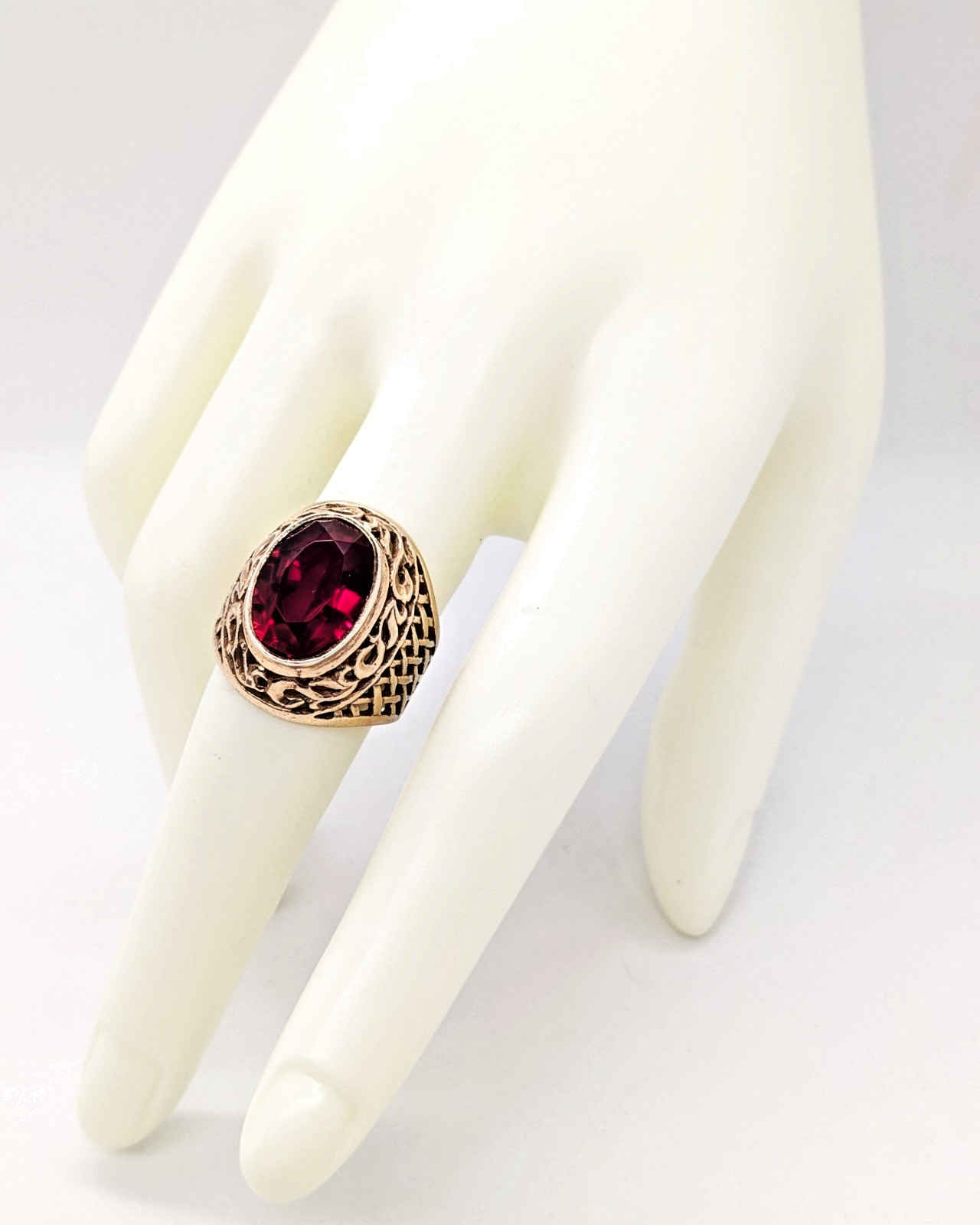 Vintage Soviet RING Silver⭐️875 stamp Star USSR with Bright Ruby -size: 8US | #8