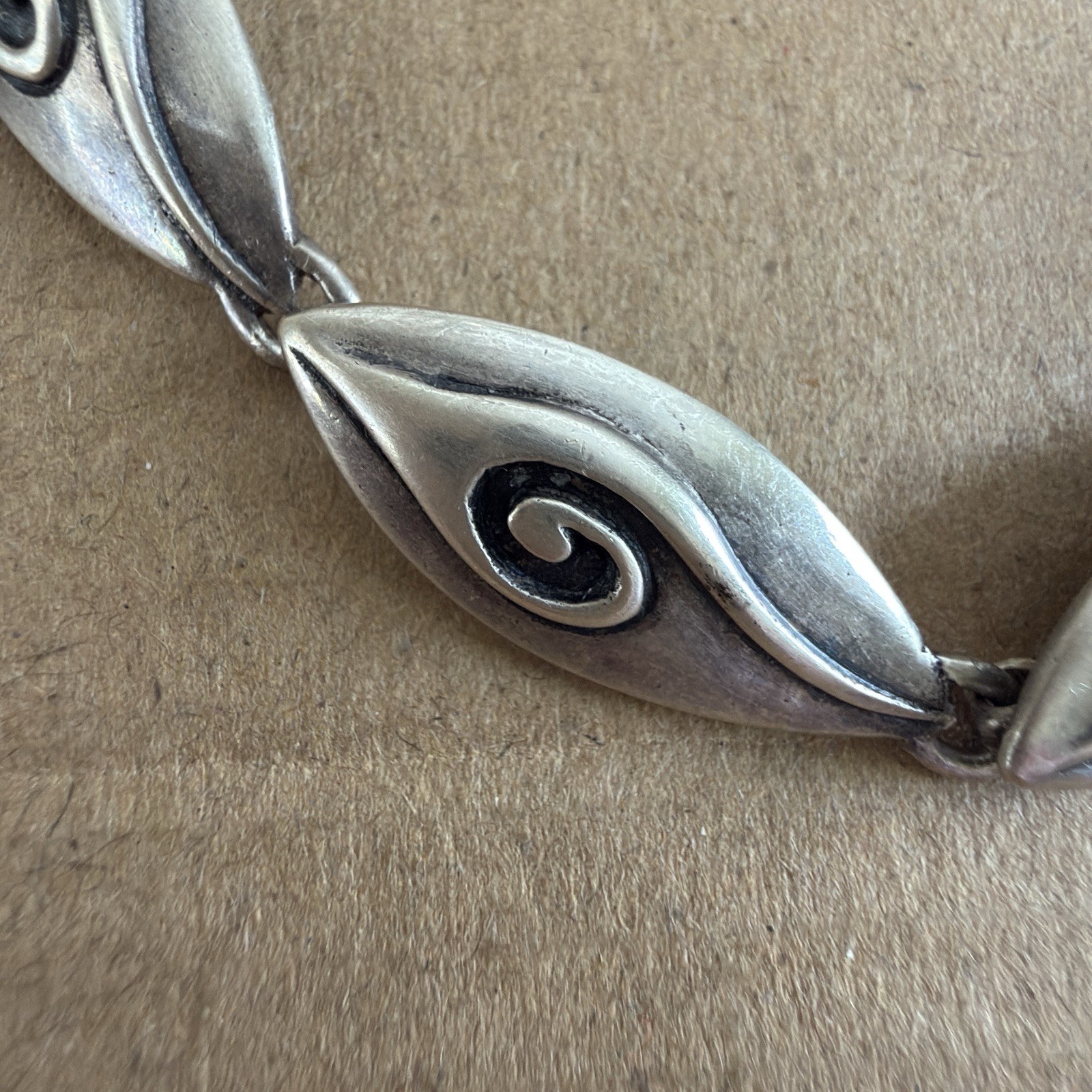 Vintage Sterling Silver 925 Articulated Spiral Link Necklace 40.66g 17.5”