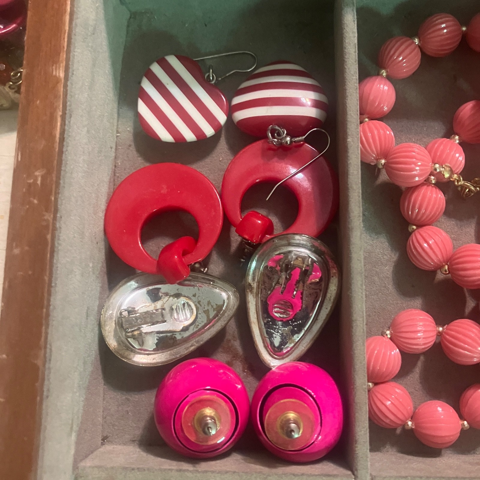 Lot of Vintage & Modern Costume Jewelry with Wooden Box Estate Junk Craft