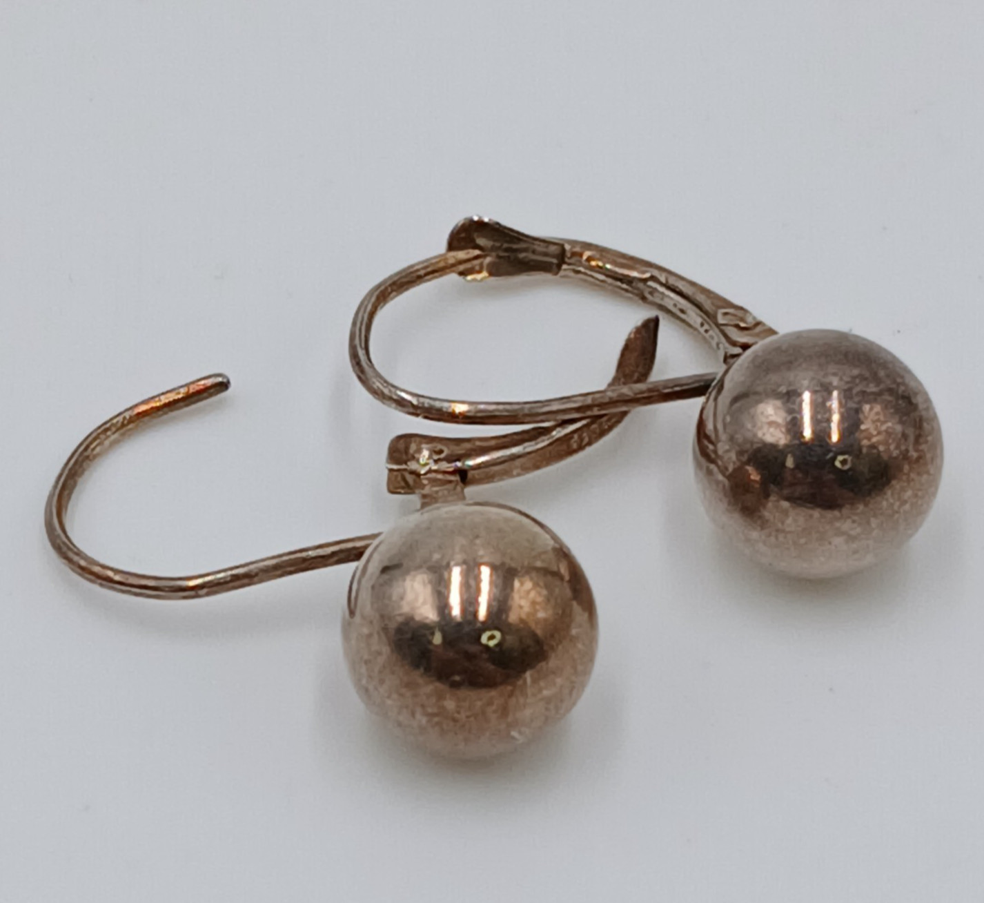 VTG 925 Ball Drop 8mm Earrings Sterling Silver 1.87g Lever Back Polished Dangle