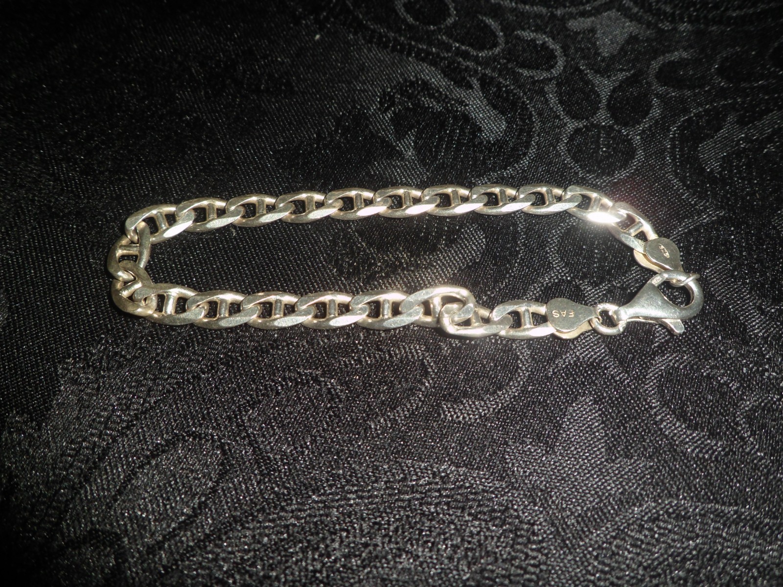 .925 Sterling Silver Vintage Italy Anchor Mariner Link Bracelet 8.25″