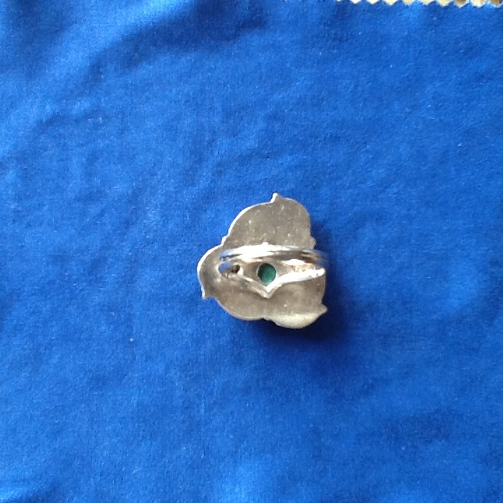 Ring & Earrings Vintage Sterling Silver Green Malachite and Enamel Jewelry Set