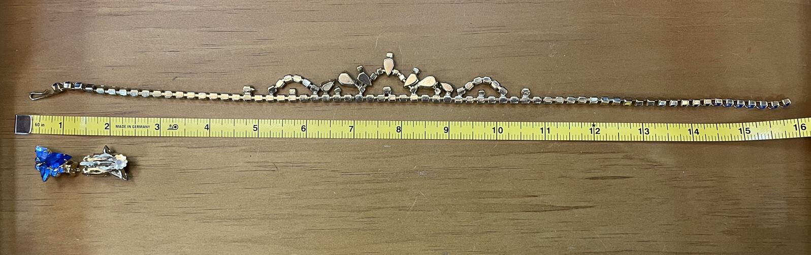 Vintage La Roco Blue Rhinestone Glam Choker Necklace And Earrings Set