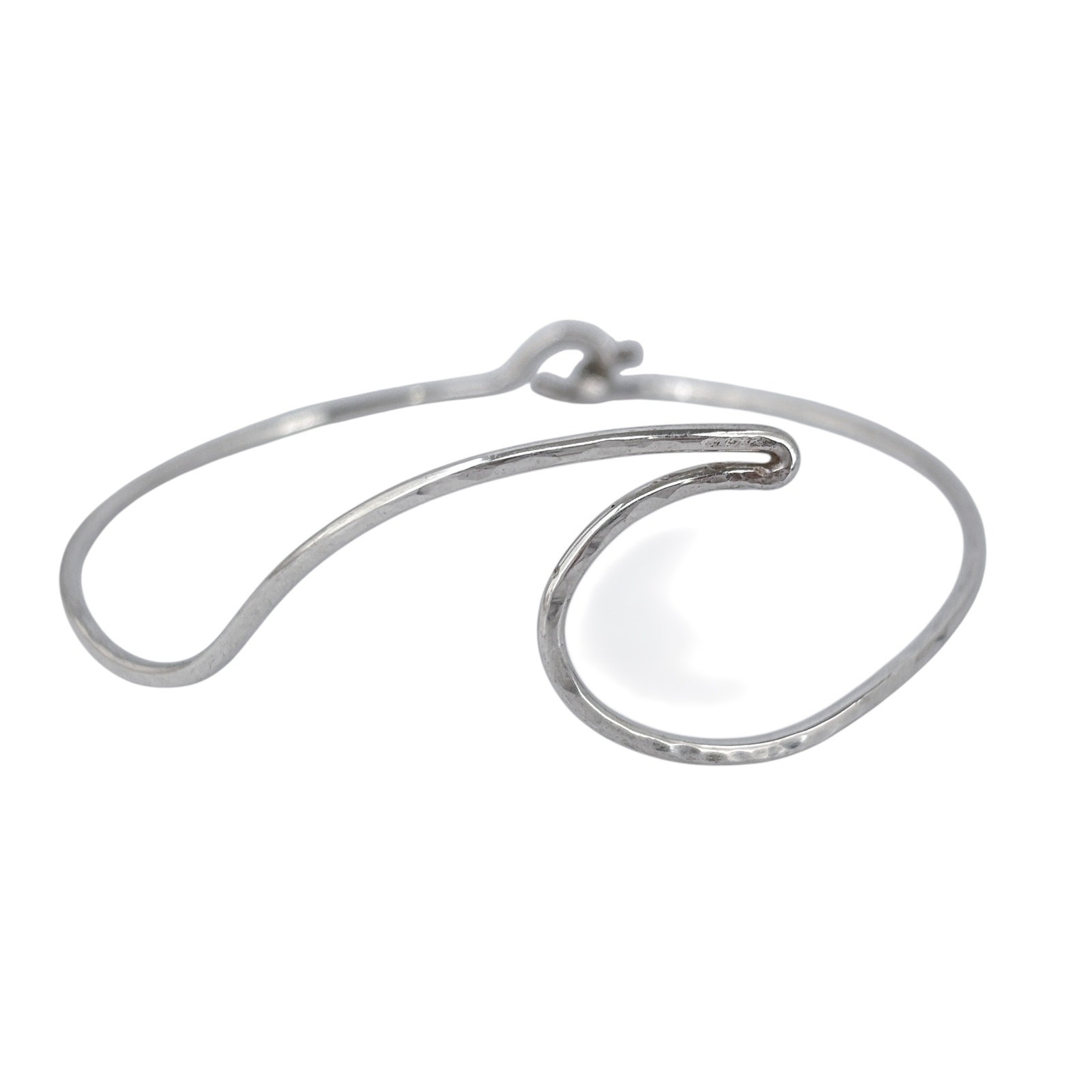 Vintage Wave Wire Bangle Bracelet | Sterling Silver 925 | 7″