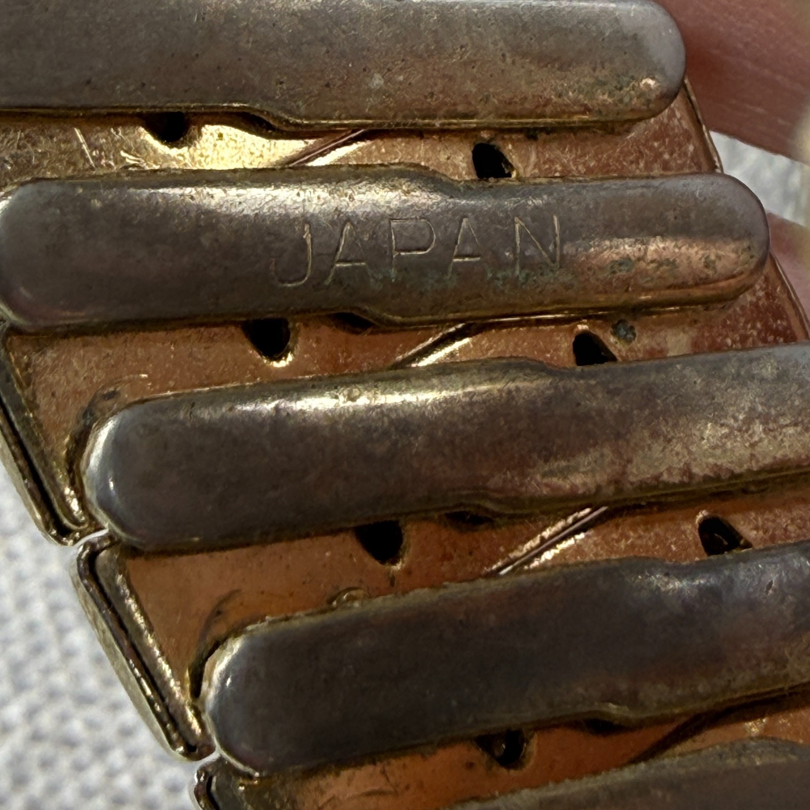 Vintage Expansion Bracelet Brushed gold Tone Japan Stretch