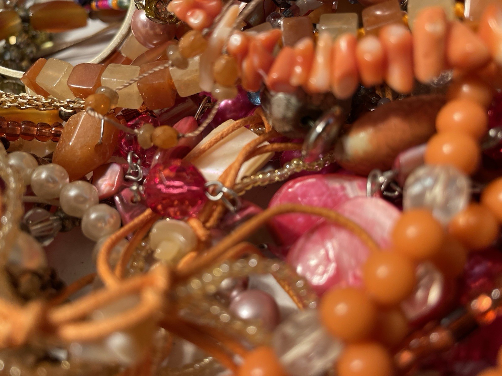 4Lb Mixed Mystery Jewelry Lot Vintage Mod Boho Beaded Necklaces Bracelets