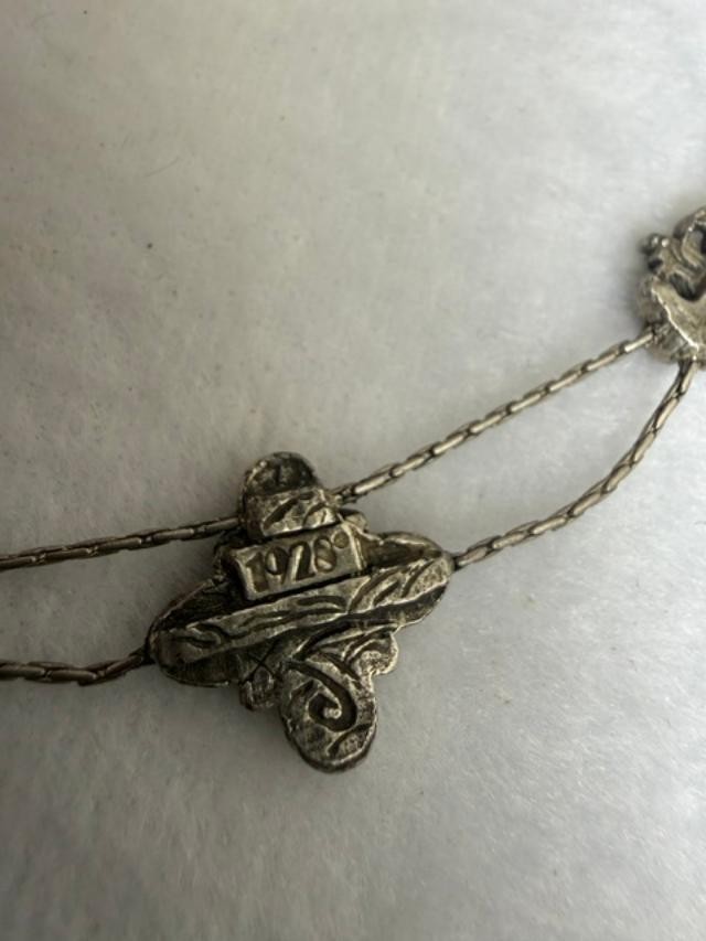 1928 Yellow Floral Rhinestone Station Necklace 16″ + 3″ Extender