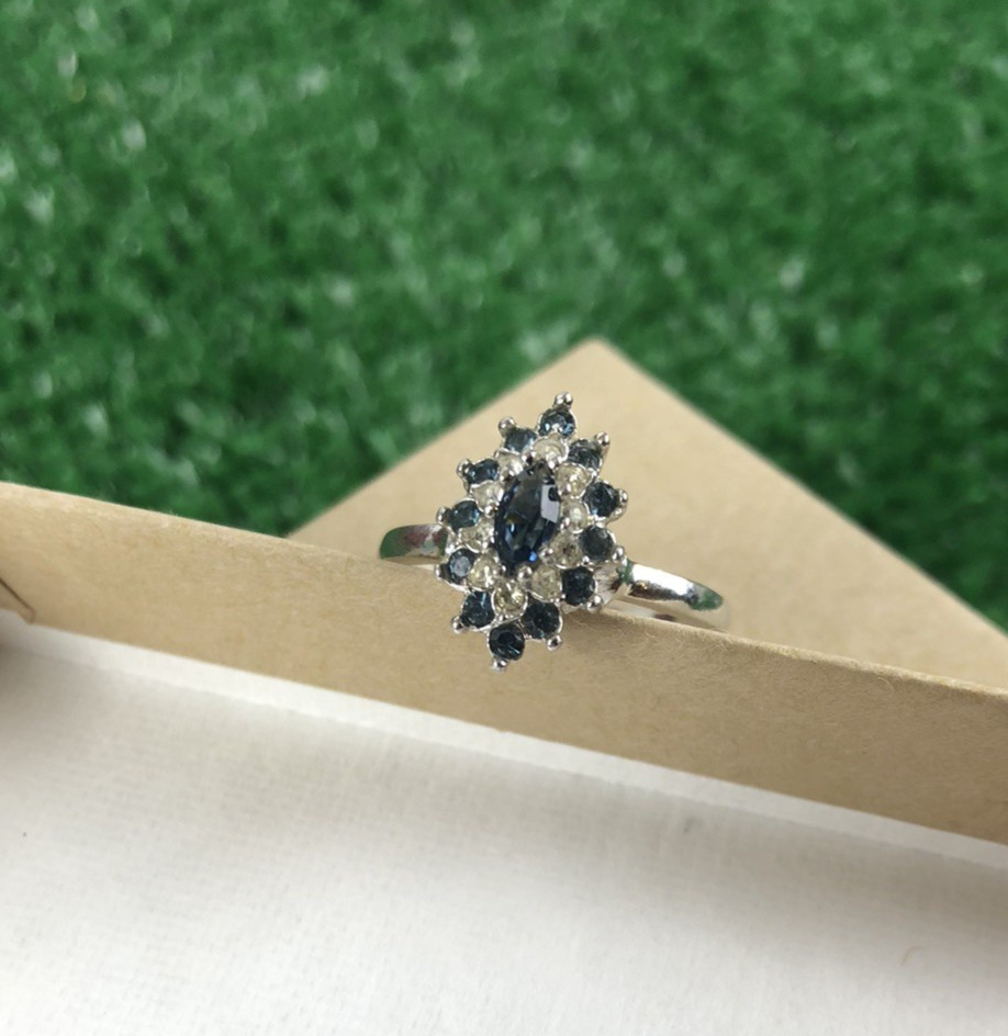 Antique Original Vintage Signed Designer 18k HGE Sapphire Gemstone Estate Ring