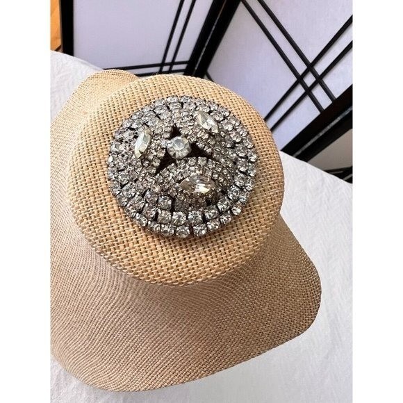 Vintage Brooch Clear Faceted Crystals Chunky Over The Top 3D Beauty 2″D