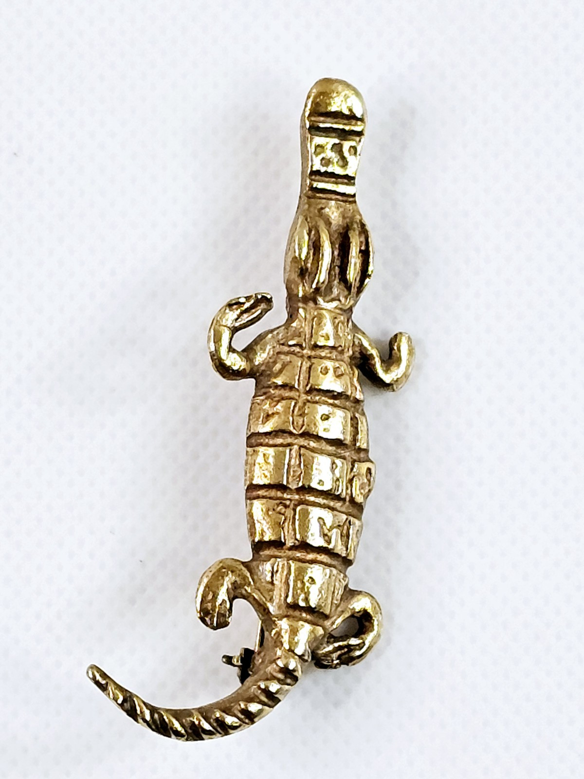 Alva Studios Crocodile Alligator Gold Tone Brooch Pin Vtg Signed 2 3/8″