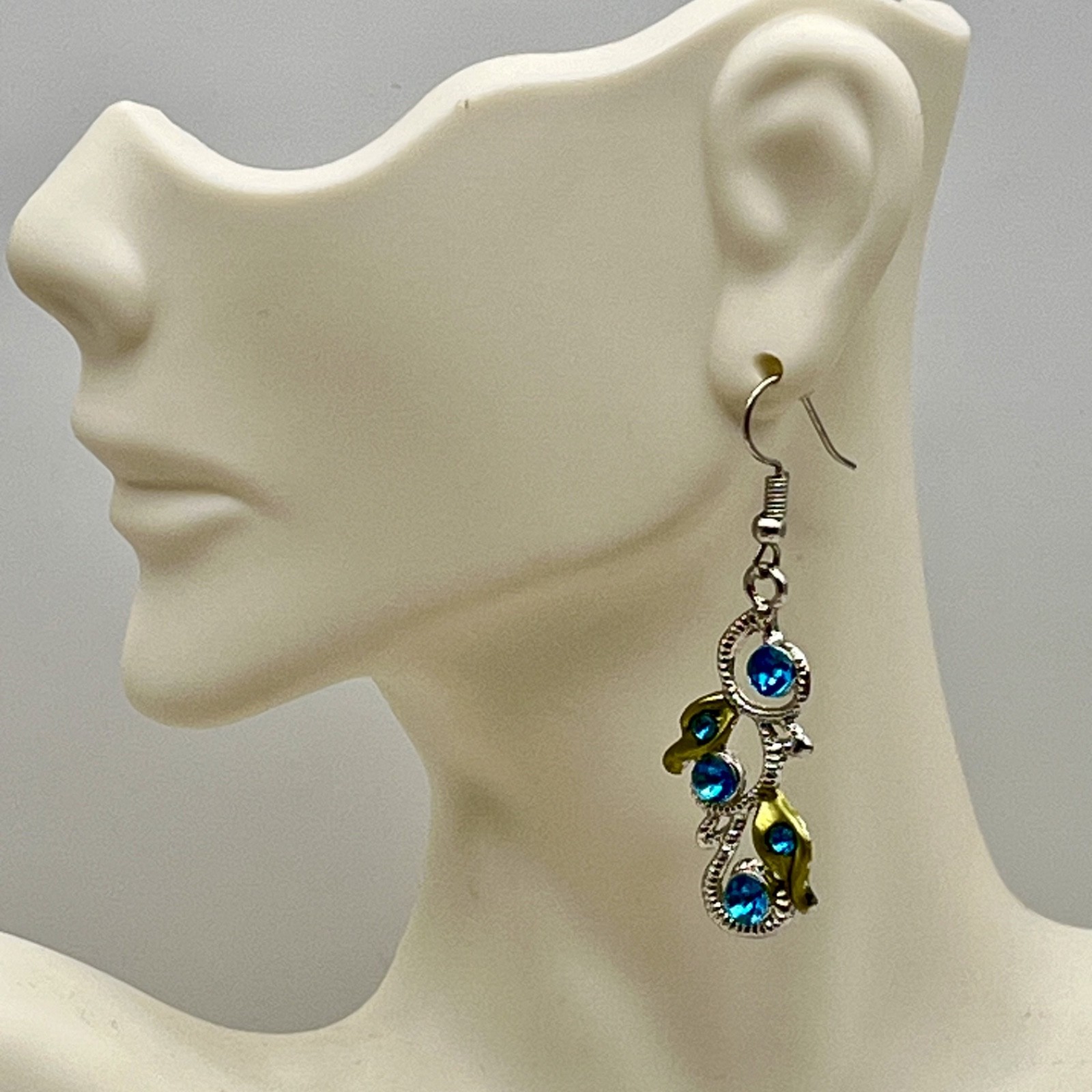 Vintage Blue Butterfly Jewelry Set Y Drop Necklace Earrings Fairycore
