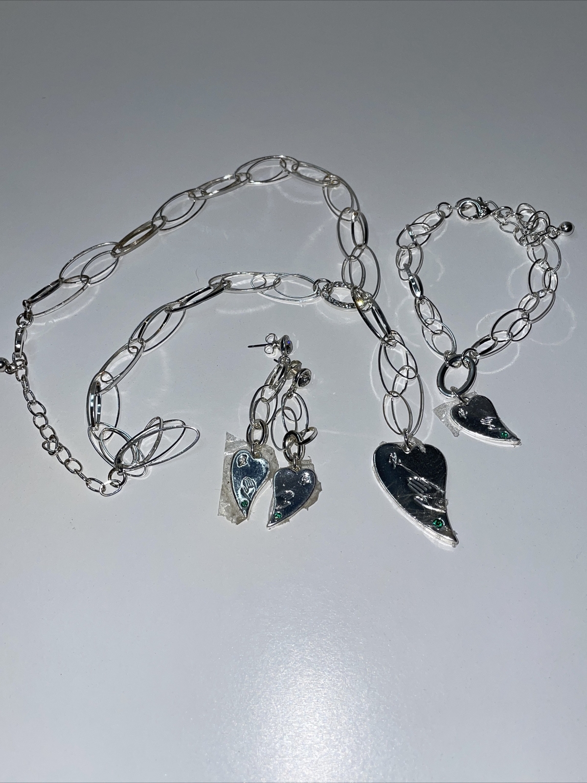 HSN Evolve John Edward Silvertone Hand On My Heart Fashion Jewelry Set READ A311