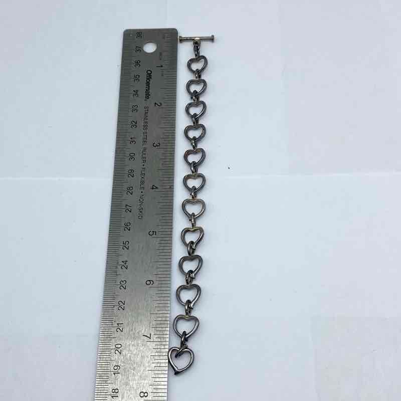 Sterling Silver 925 Glandora Heart Link Toggle Bracelet 7.25″ 21.4g